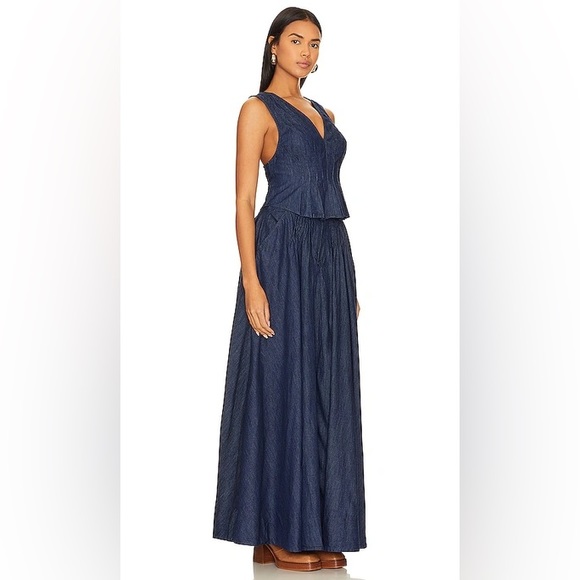 FREE PEOPLE WOMEN'S DARK WASH CLEAN COASTAL DENIM SET - Picture 7 of 8